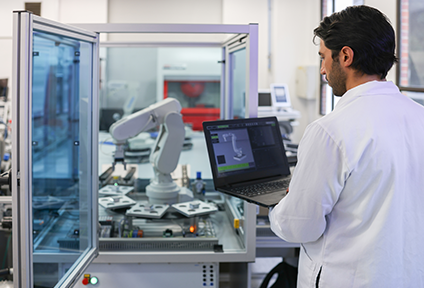 University student studying in a lab